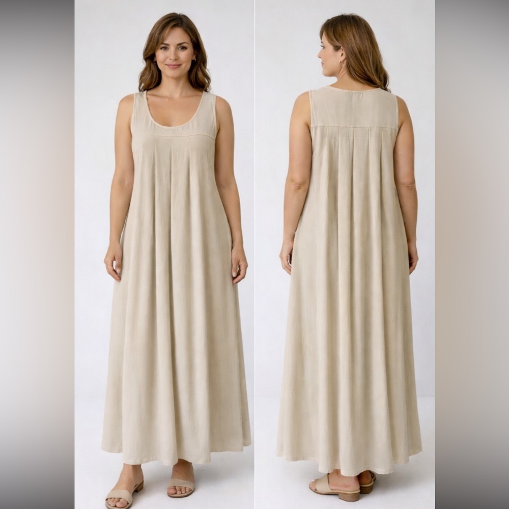 Women's Sleeveless Beige Maxi Dress